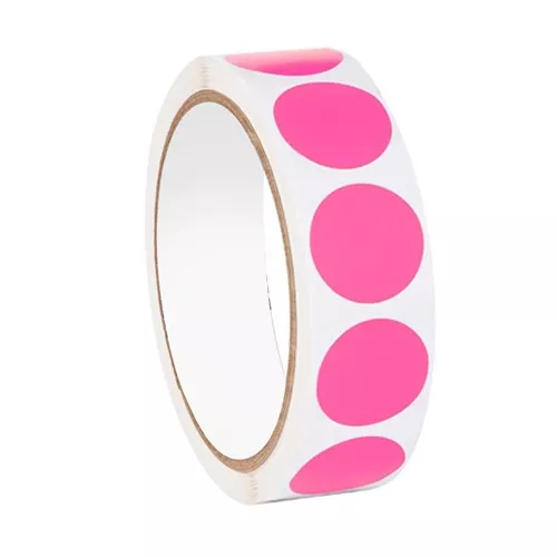 1" Blank Inventory Circle Label - Pink 500/RL