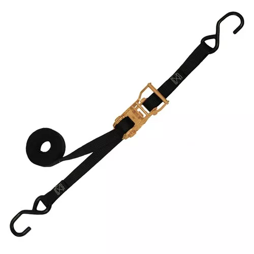 1" x 16' Wide Handle Ratchet Strap w/ Coated S-Hooks