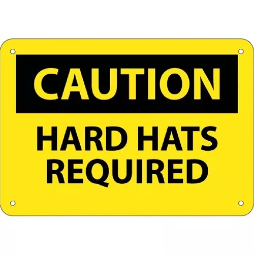 10x14"- Vinyl "Caution Hard Hats Required" Sign