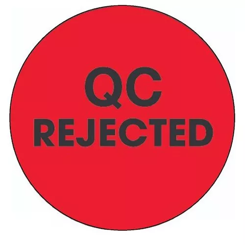 2" Circle "QC Rejected" Red Label 500/Roll