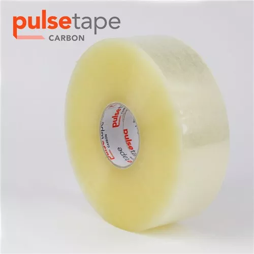 3" x 1000yrd, 2.0 mil Pulsetape Carbon Acrylic Machine Tape 4 Rolls/CS, 64 CS/Skd