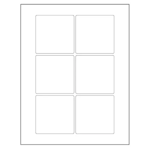3 x 3" White Rectangle Sheet Labels 6/Sheet 100 Sheets/PK