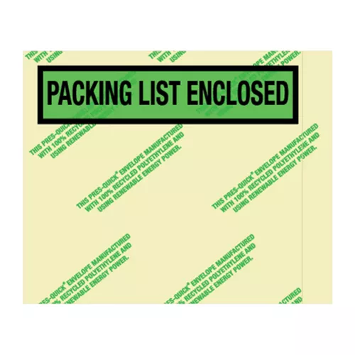 4 1/2 x 5 1/2" 100% Recycled Content Packing List Envelopes 1000/CS