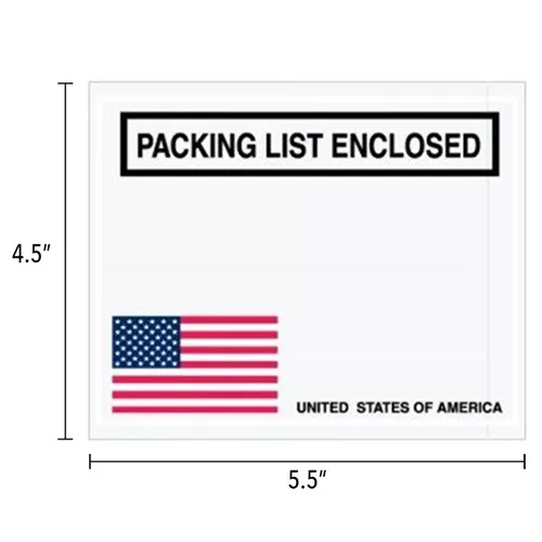 4.5 x 5.5" Packing List Envelope w/ USAFlag 1000/CS