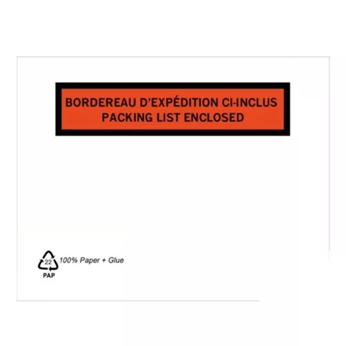 4.5” x 5.5” Paper Packing List Envelope - Orange 1000/CS
