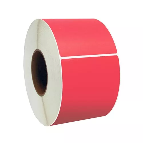 4 x 3" Red Thermal Transfer Label 3" Core, Perfed, 2000/RL, 4 RL/CS