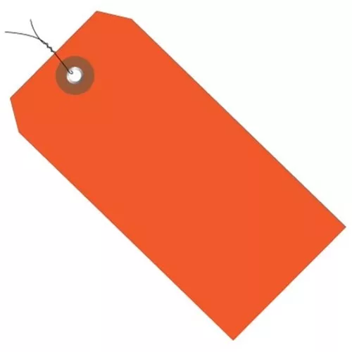 6 1/4 x 3 1/8"Prewired Vinyl Shipping Tag- Orange, 100/CS