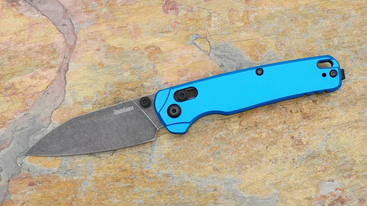 Bel Air Duralock Folder, Blackwash Blade and Blue Aluminum Handle 6105NBBW