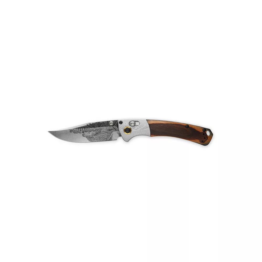 Benchmade Mini Crooked River LIMITED EDITION Artist Series Bull Elk AXIS Lock Knife (3.4" Satin) 15085-2201