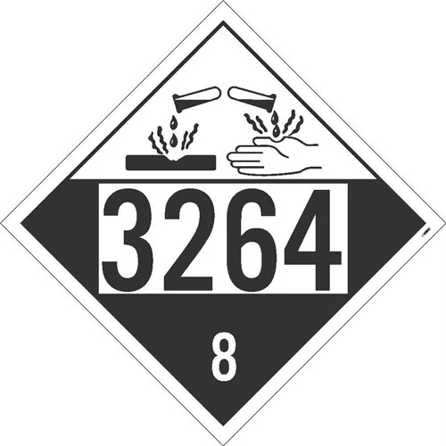 Corrosive D.O.T. 4 Digit Placard UN# 3264, 100/PK 10.75" x 10.75"