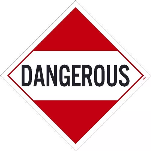 Dangerous D.O.T. Placard, 100/PK 10.75" x 10.75"