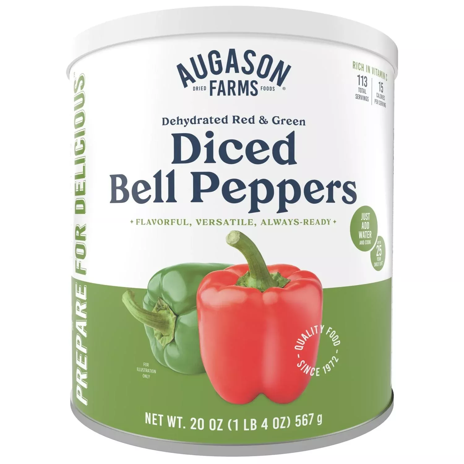 Dehydrated Red & Green Diced Bell Peppers Can – 113 Servings