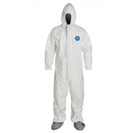Dupont TY122 (14122) Disposable Coveralls with Elastic Wrists and Ankles, attached Hood and Boots