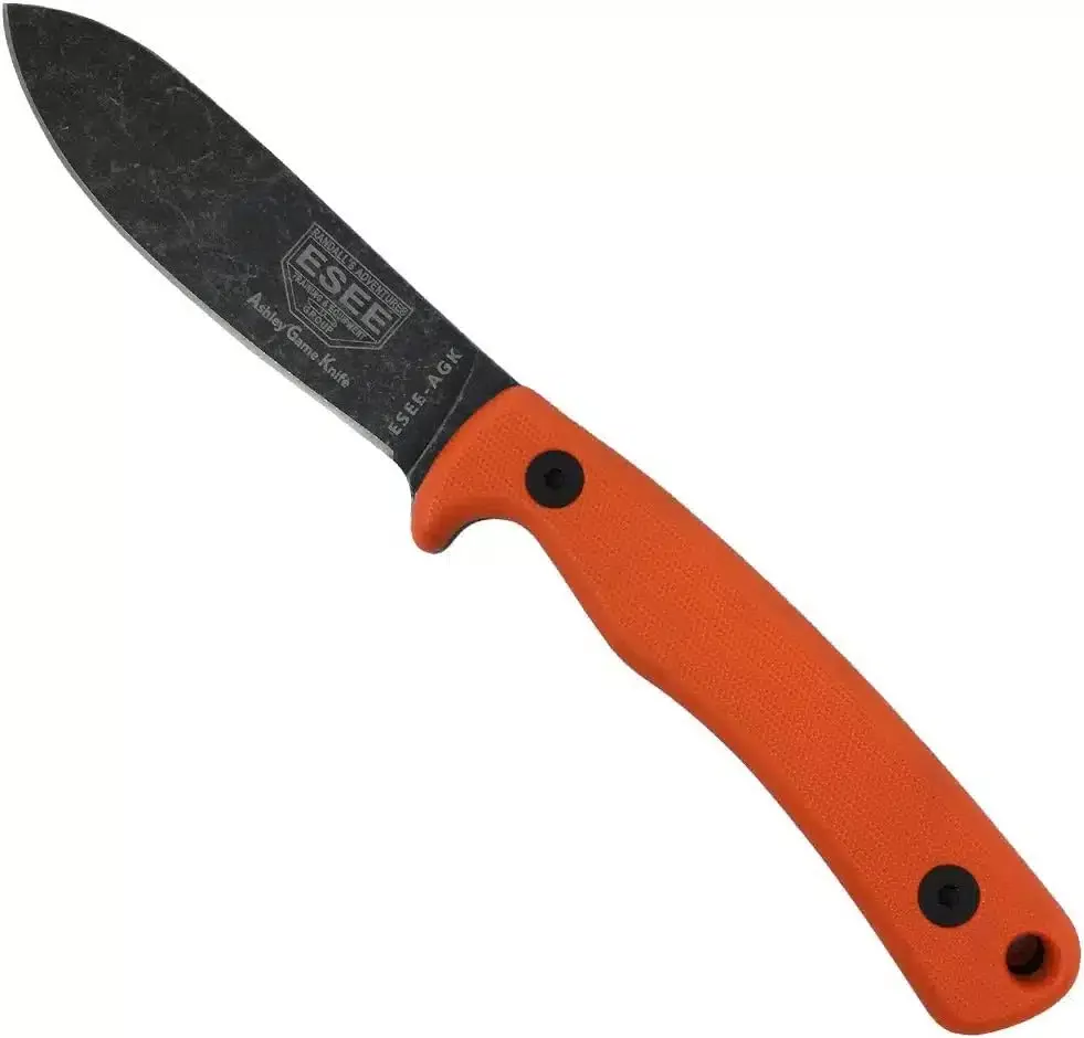 ESEE Ashley Game Knife (AGK), Orange G-10, Leather Sheath | ESEE-AGK-OR