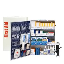 First Aid Only 91341 150 Person ANSI 2021 Class B 4 Shelf First Aid Cabinet with Meds