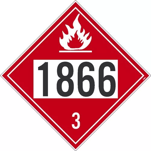 Flammable Resin Solution D.O.T. 4 Digit Placard UN# 1866, 100/PK 10.75" x 10.75"