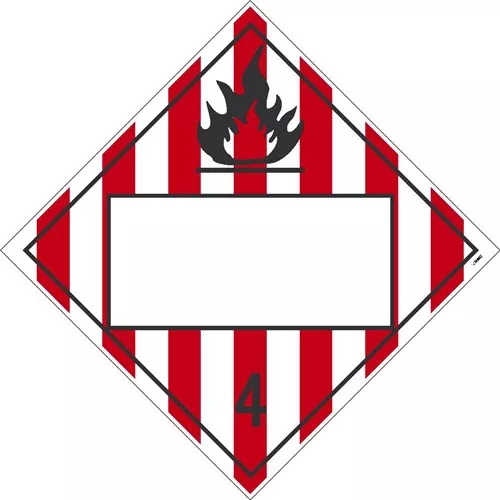 Flammable Solid 4 Blank D.O.T. Placard, 100/PK 10.75" x 10.75"
