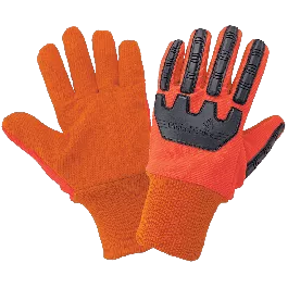 Global Glove C19GOPB Cotton Polyester Corded A2 Cut Impact Gloves Hivis Orange