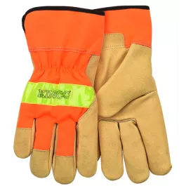 Kinco 1918 Hi-Vis Orange & Grain Pigskin Palm Glove with Safety Cuff