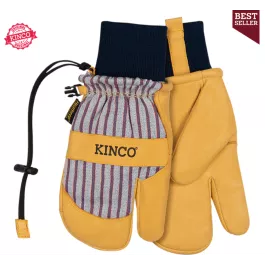 Kinco 1927KWLT Lined Premium Grain Pigskin Lobster Ski Mitt with Omni-Cuff
