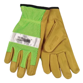 Kinco 908 Hi Vis Green Unlined Mesh Back w/ Grain Pigskin Leather Palm Driver