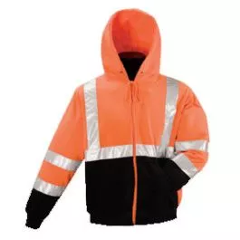 Kishigo JS103 Hi-Vis Orange Class 3 Hooded Full-Zip Sweatshirt