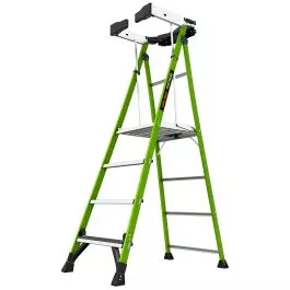 Little Giant 19304 Fortress 4' Model ANSI Type IAA Fiberglass Platform Ladder with Ground Cue, Wraparound Enclosure and Auto-Closing Gate