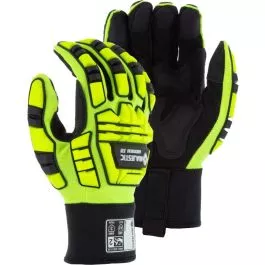 Majestic 21242HY HiVis Yellow X10 Knucklehead Impact Gloves