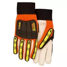 Majestic 21262HO HiVis Orange X10 Knucklehead Cotton Driller Impact Gloves