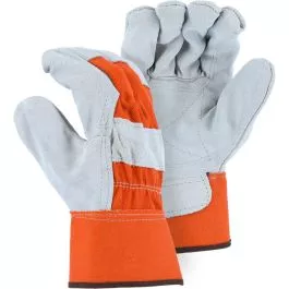 Majestic 2501CDP Orange Split Cowhide Leather Double Palm Work Gloves
