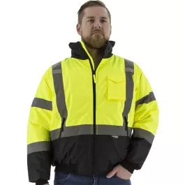 Majestic 75-1313 High Visibility Yellow with Black Bottom Waterproof Jacket with Quilted Liner