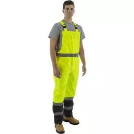 Majestic 75-2355 High Visibility Waterproof Bib Overall, ANSI E, Yellow with Black Bottom