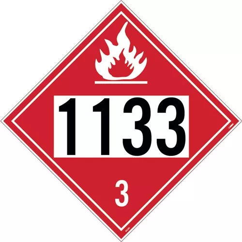 Paint D.O.T. 4 Digit Placard UN# 1133, 100/PK 10.75" x 10.75"
