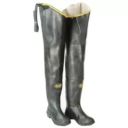 Seattle Glove BHW30 Black Hip Wader with Plain Toe, Fabric Lined Boots (Sold by the case of 6 of the same size)