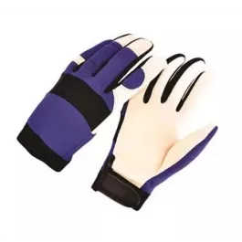 Seattle Glove MCP48 Premium grain pigskin Sport/Mechanics Gloves with Velcro Closure, blue spandex back