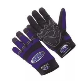 Seattle Glove MCV20 Black leather palm Sport/Mechanics Gloves, anti-vibration palm, blue spandex back