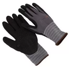 Seattle Glove NMFD608 15G Grey nylon black nitrile Gloves coated with micro dots Dozen