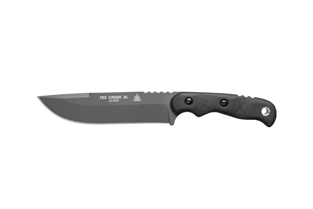 TOPS Tex Creek XL Knife, Black Canvas Micarta | TEXXL-01