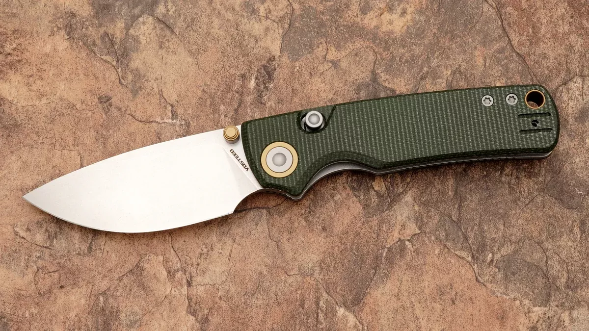 Vosteed Porcupine Top Lock Folder, Green Micarta Handle A2611