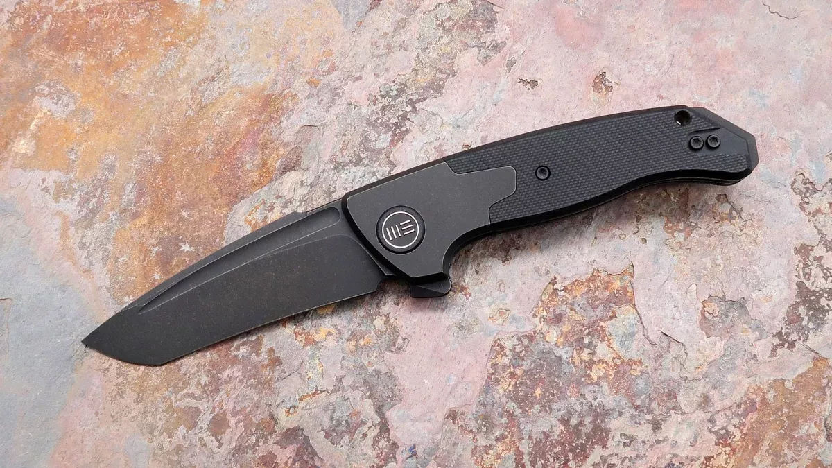 WE Press Check Tanto Flipper, Black Blade and Handle 20078A-1