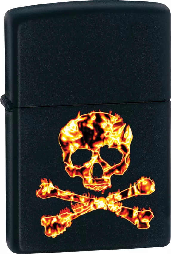 Zippo Skull & Crossbones Lighter Flame Skull Black 28044