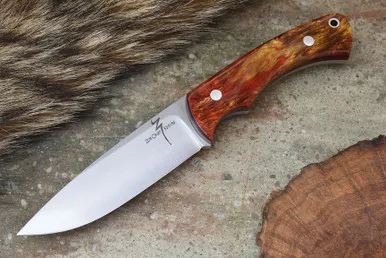 Zoe Crist Knives: Saluda Fixed Blade Knife w/ Amber ShokRes Handle - 1