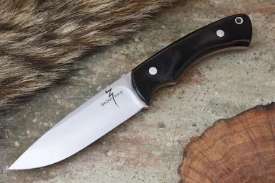 Zoe Crist Knives: Saluda Fixed Blade Knife w/ Black Canvas Micarta Handle & Red Liners