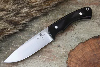 Zoe Crist Knives: Saluda Fixed Blade Knife w/ Black Canvas Micarta Handle