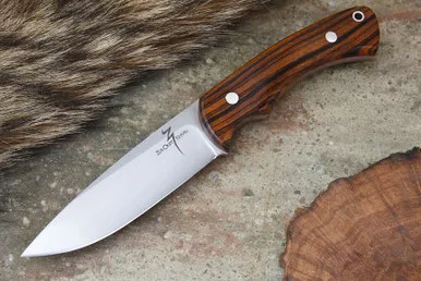 Zoe Crist Knives: Saluda Fixed Blade Knife w/ Desert Ironwood Handle & Red Liners - 1