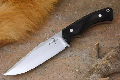 Zoe Crist Knives: Santa Fe Fixed Blade Knife w/ Black Canvas Micarta Handle & Red Liners