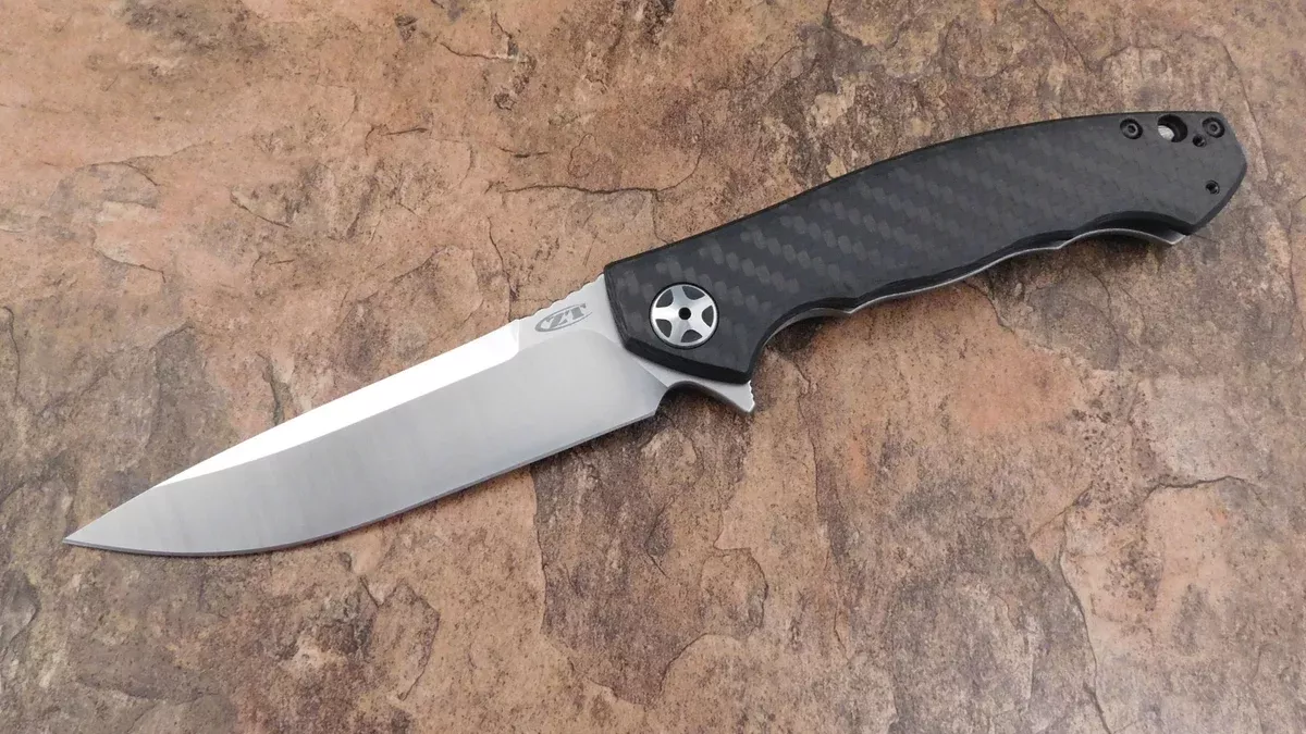 ZT Dmitry Sinkevich Flipper, Carbon Fiber Handle Plain Edge 0452CF