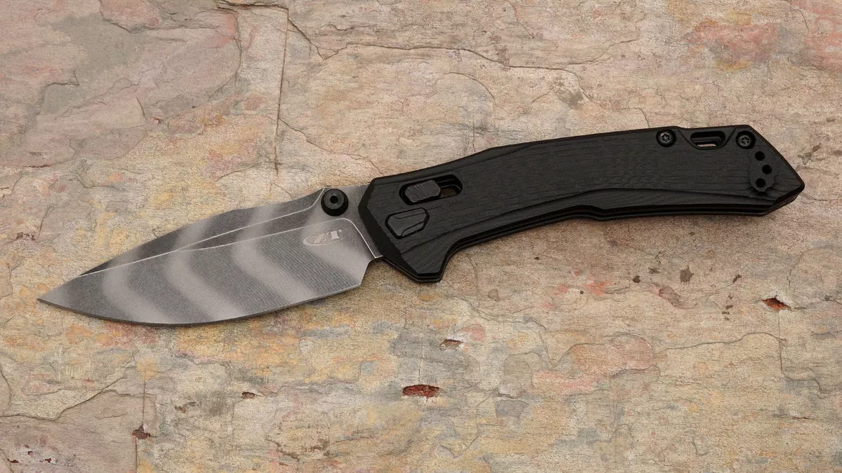 ZT DuraLock Folder, Tiger Stripe M4 Blade and Black G-10 Handle 0203BLKTS
